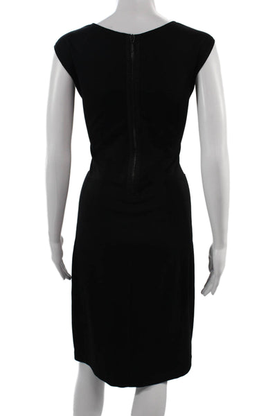 Piazza Sempione Women Black Sheath Dress Sleeveless Zip Knee Length Size 42