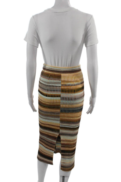 Simkhai Women Straight Pencil Skirt Beige Striped Rayon Blend Long Size S