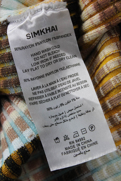 Simkhai Women Straight Pencil Skirt Beige Striped Rayon Blend Long Size S