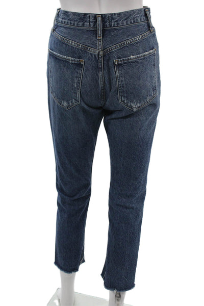Agolde Womens Cropped Ankle Dark Blue Mid Rise Jeans Button Size 24
