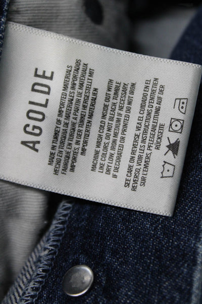 Agolde Womens Cropped Ankle Dark Blue Mid Rise Jeans Button Size 24