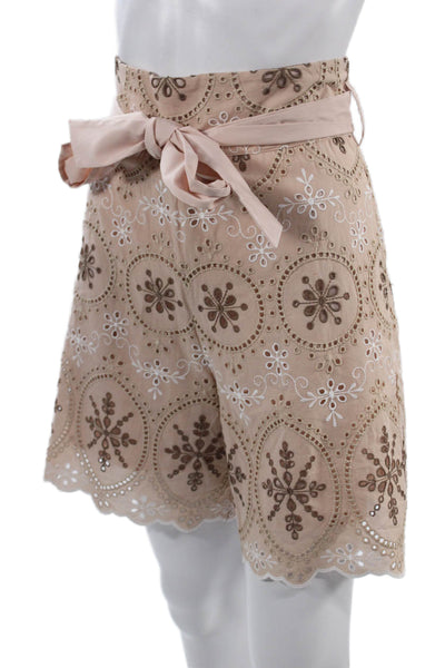 D Exterior Unisex Beige Bohemian Bermuda Shorts Tie Closure Size 44