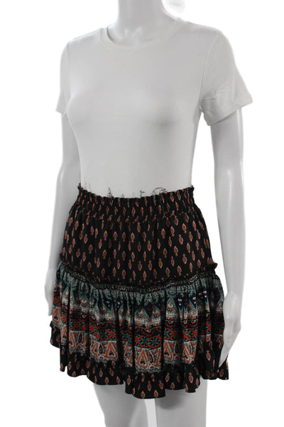Misa Womens Black Paisley Peasant Mini Skirt 100% Viscose Size XS
