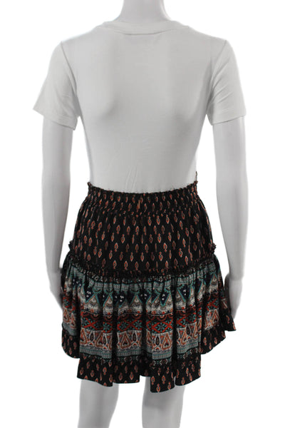 Misa Womens Black Paisley Peasant Mini Skirt 100% Viscose Size XS