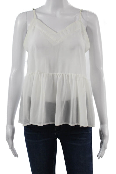 English Factory Women White V-Neck Camisole 100% Polyester Size M