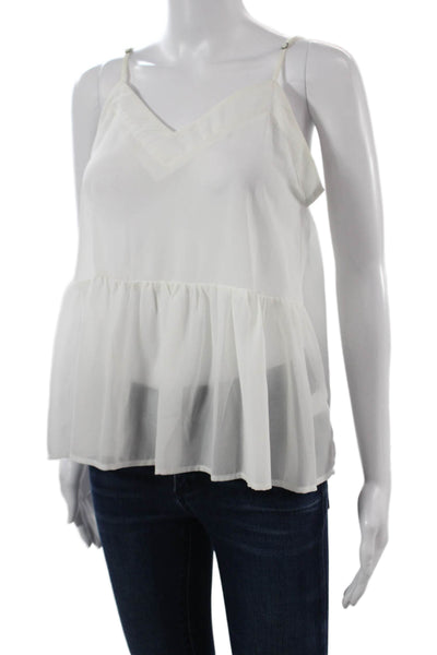 English Factory Women White V-Neck Camisole 100% Polyester Size M