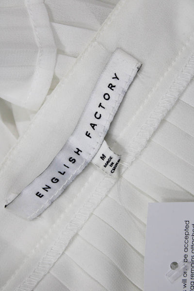 English Factory Women White V-Neck Camisole 100% Polyester Size M