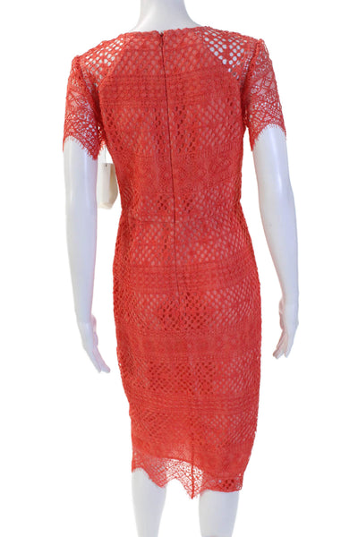 Shoshanna Womens Sheath Dress Orange V-Neck Short Sleeve Long Size 2