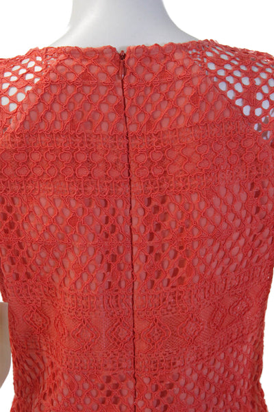 Shoshanna Womens Sheath Dress Orange V-Neck Short Sleeve Long Size 2