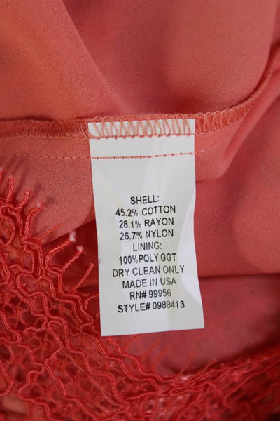 Shoshanna Womens Sheath Dress Orange V-Neck Short Sleeve Long Size 2