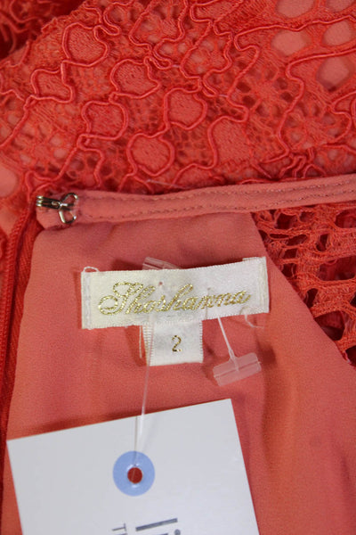 Shoshanna Womens Sheath Dress Orange V-Neck Short Sleeve Long Size 2