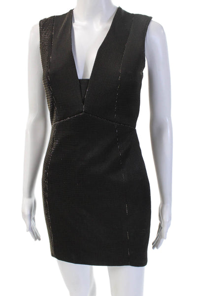 Mason Womens Bodycon Mini Dress Black V-Neck Sleeveless Zip Rayon Size 0