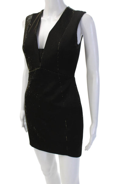 Mason Womens Bodycon Mini Dress Black V-Neck Sleeveless Zip Rayon Size 0