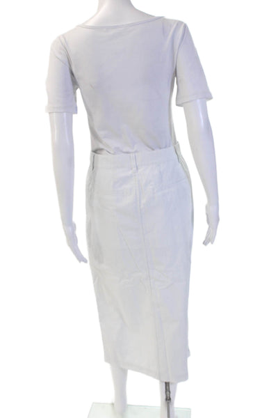 Uniqlo Women White Striped Cotton Straight Pencil Long Skirt Size S