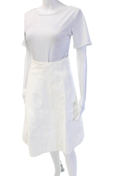 Chado Ralph Rucci Women A-Line Wrap Cotton Long White Skirt Size 6