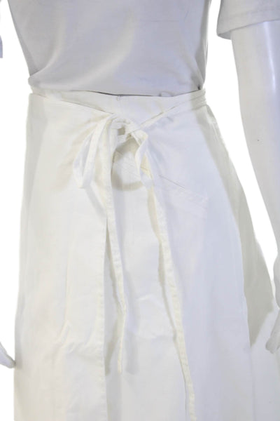 Chado Ralph Rucci Women A-Line Wrap Cotton Long White Skirt Size 6