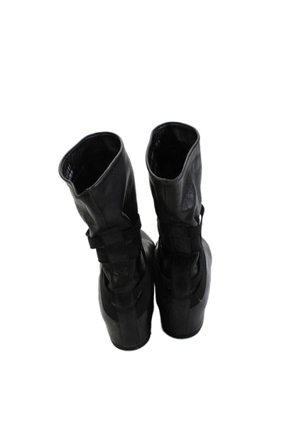 Stuart Weitzman Womens Leather Strappy Detail Mid Calf Boots Black Size 7.5