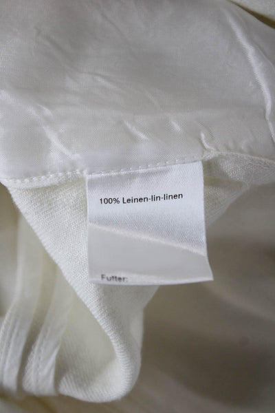 Akris Punto Womens Windbreaker White Linen Collared 3/4 Sleeve Zip Size 10