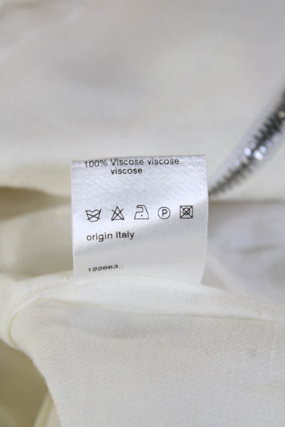 Akris Punto Womens Windbreaker White Linen Collared 3/4 Sleeve Zip Size 10