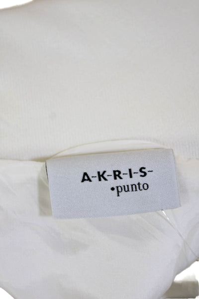 Akris Punto Womens Windbreaker White Linen Collared 3/4 Sleeve Zip Size 10
