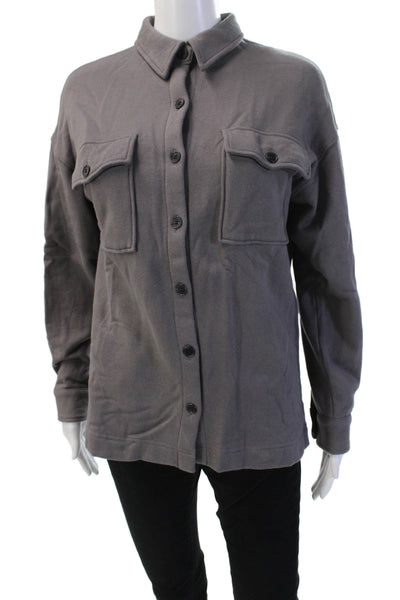 Naadam Womens Military Jacket Gray Cotton Cashmere Long Sleeve Size XS