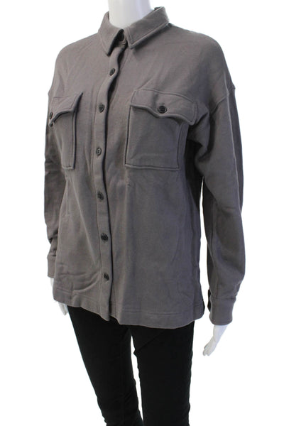 Naadam Womens Military Jacket Gray Cotton Cashmere Long Sleeve Size XS