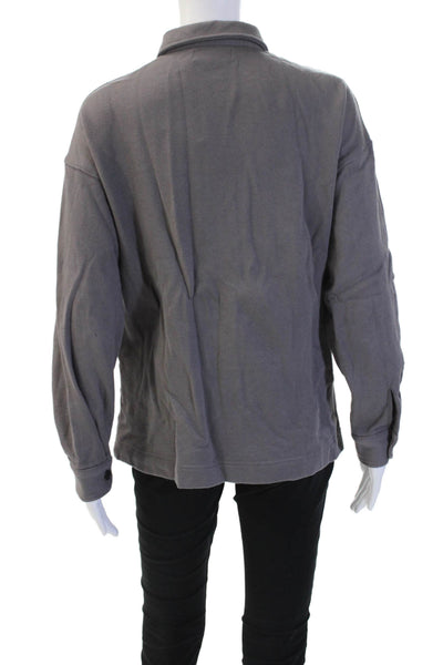 Naadam Womens Military Jacket Gray Cotton Cashmere Long Sleeve Size XS