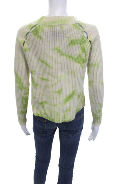 Zoe Jordan Unisex Pullover Sweater Beige Cashmere Wool Crew Neck Lace Up Size S