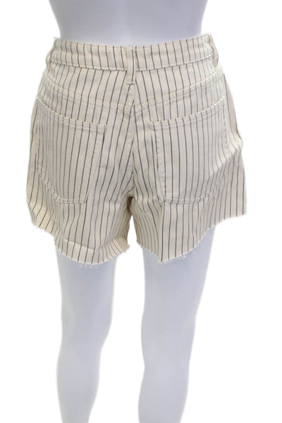 We Wore What Unisex Beige Cotton Striped Button Beach Shorts Size 25
