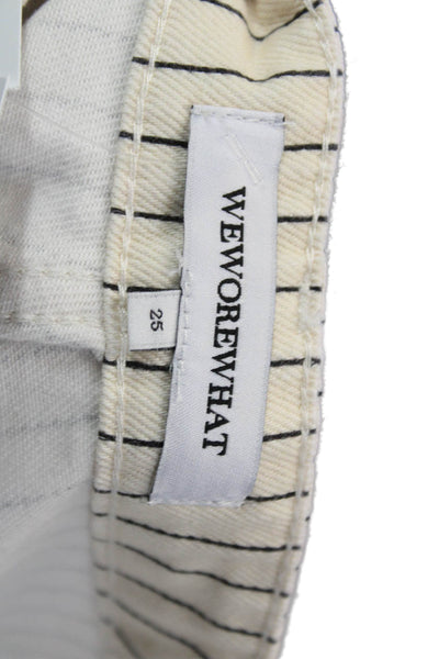We Wore What Unisex Beige Cotton Striped Button Beach Shorts Size 25