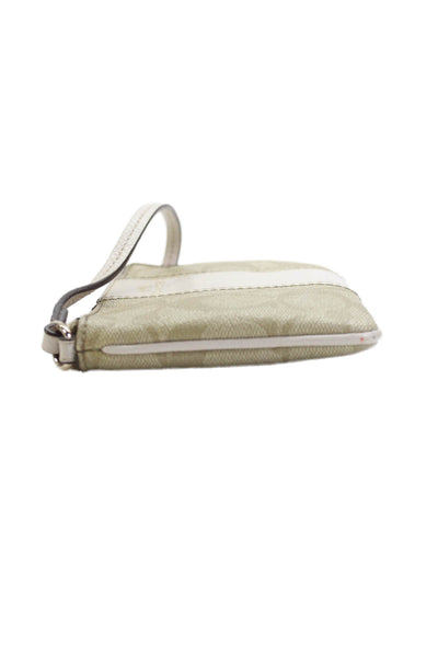 Coach Womens Monogram Zip Up Wristlet Wallet Beige