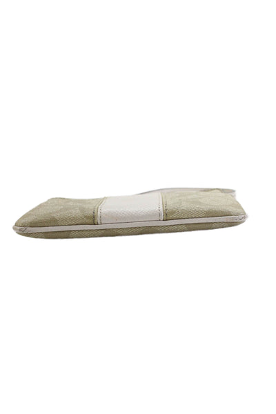 Coach Womens Monogram Zip Up Wristlet Wallet Beige