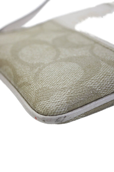 Coach Womens Monogram Zip Up Wristlet Wallet Beige