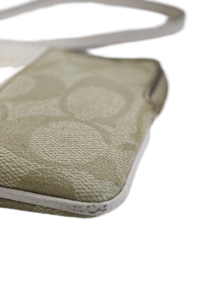 Coach Womens Monogram Zip Up Wristlet Wallet Beige