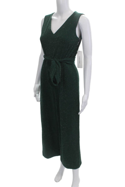 Calvin Klein Women Jumpsuit Green V Neck Sleeveless Mid Calf Size 2