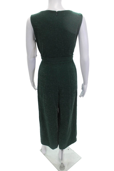 Calvin Klein Women Jumpsuit Green V Neck Sleeveless Mid Calf Size 2