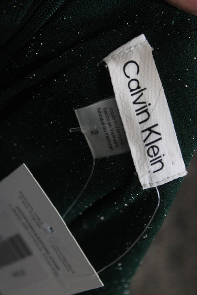 Calvin Klein Women Jumpsuit Green V Neck Sleeveless Mid Calf Size 2