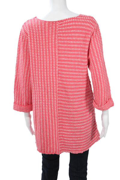 Habitat Women Bohemian Tunic V-Neck Cotton 3/4 Sleeve Pink Fall Size M