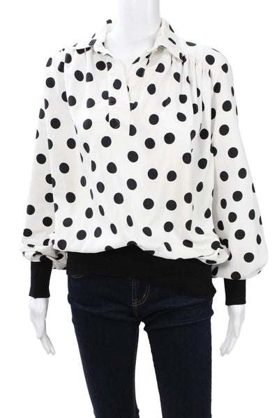 Jamboree Womens 80s Polka Dot Collared Long Sleeve Blouse Polyester Size 12
