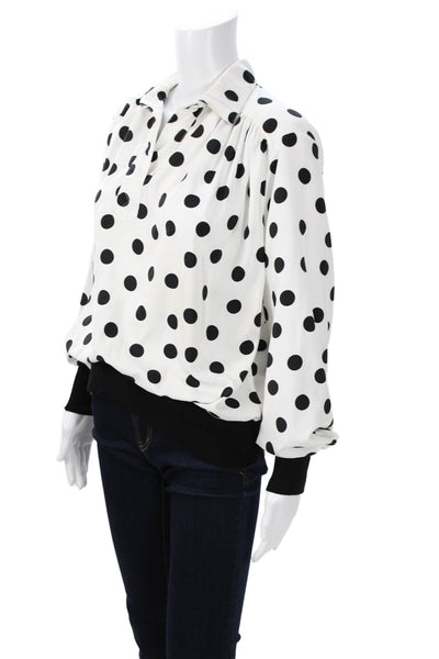 Jamboree Womens 80s Polka Dot Collared Long Sleeve Blouse Polyester Size 12