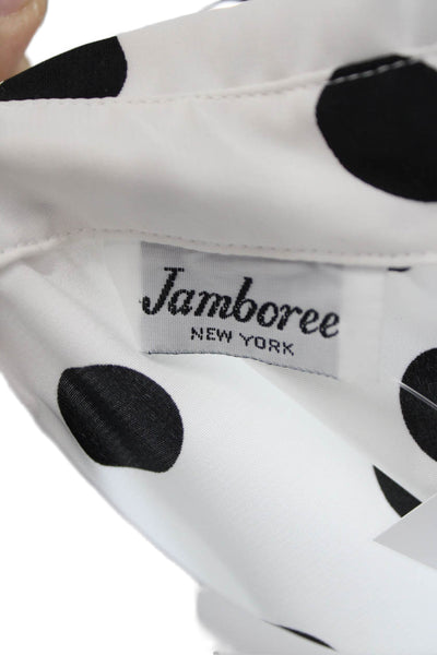 Jamboree Womens 80s Polka Dot Collared Long Sleeve Blouse Polyester Size 12