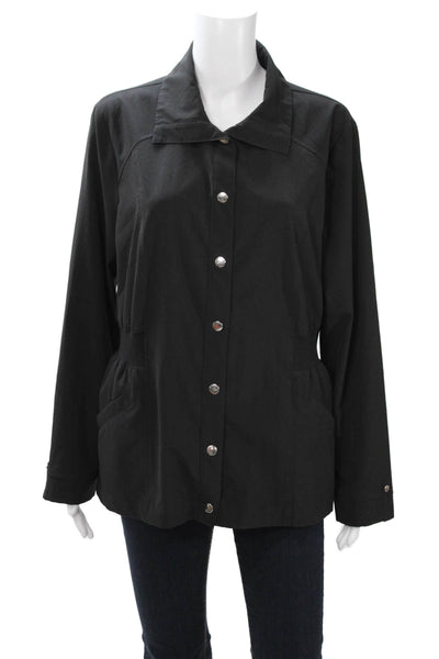 Zenergy Women Jacket Black Snap Collared Polyester Long Sleeve Size 2