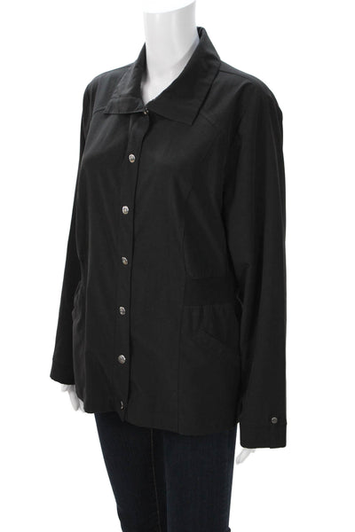 Zenergy Women Jacket Black Snap Collared Polyester Long Sleeve Size 2