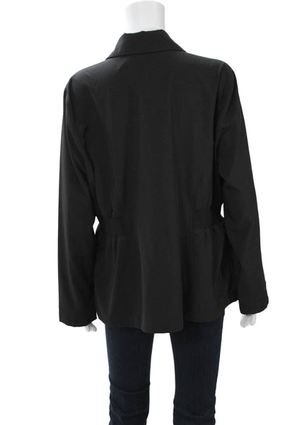 Zenergy Women Jacket Black Snap Collared Polyester Long Sleeve Size 2