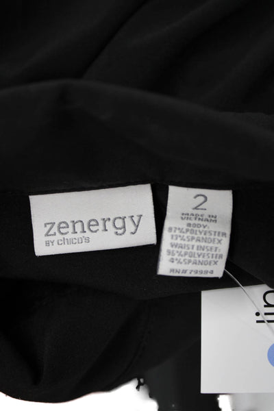 Zenergy Women Jacket Black Snap Collared Polyester Long Sleeve Size 2