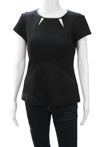 Classiques Entier Women Blouse Black Viscose Round Neck Short Sleeve Zip Size S