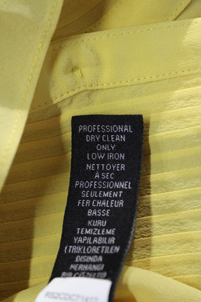 Tibi Womens Silk V-Neck 3/4 Sleeve Yellow Blouse Size 4