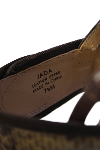 Tahari Womens Embossed Leather Block High Heels Jada Shoes Brown Size 7.5M