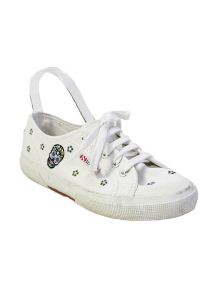 Superga X Chicas Latinas Womens Floral Embroidered Sneakers Shoes White Sz 6