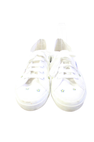 Superga X Chicas Latinas Womens Floral Embroidered Sneakers Shoes White Sz 6